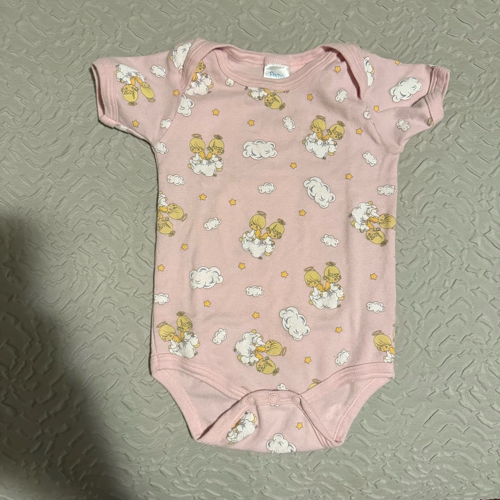 Precious Moments Y2K Pink Bodysuit with Angel Design